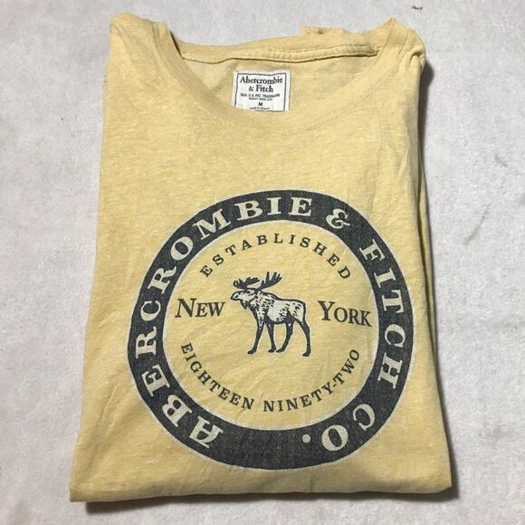 Abercrombie & Fitch womens M yellow New York moose short sleeve tshirt comfy - Picture 8 of 8